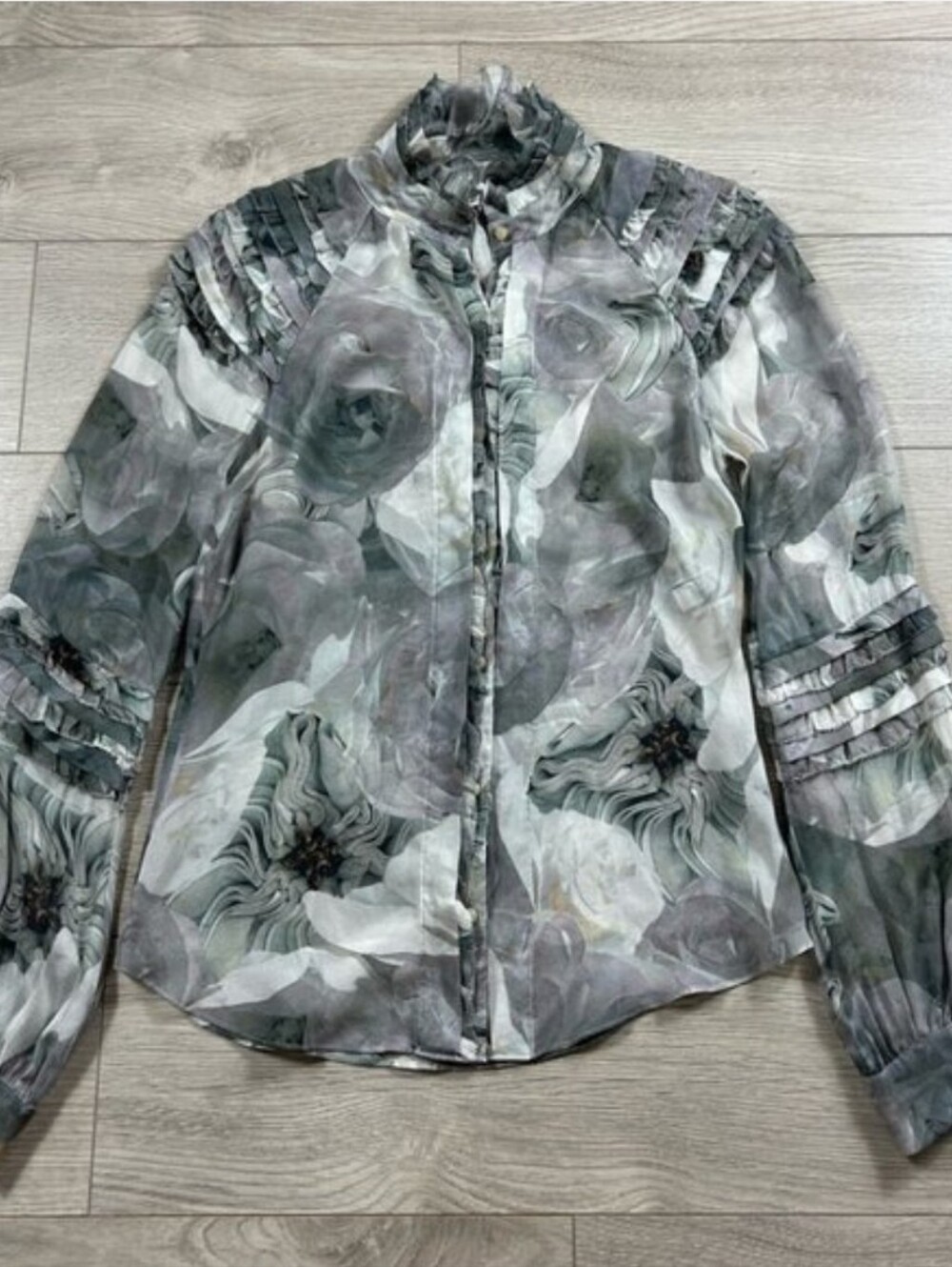 Diane Von Furstenberg DVF Pintura Silk Floral Print Button-Up Blouse Top - Picture 4 of 12